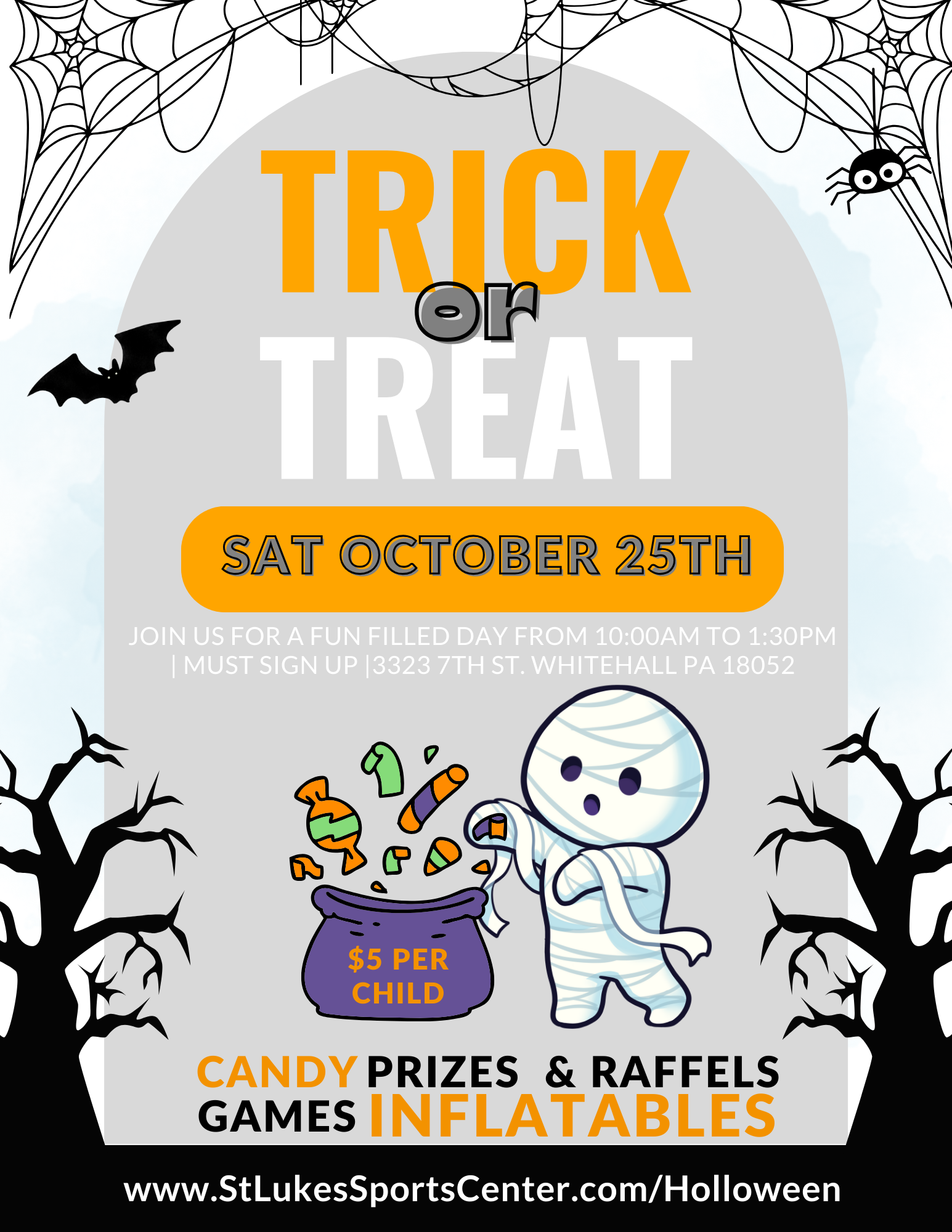 Purple And Orange Illustrated Trick Or Treat Extravaganza Flyer